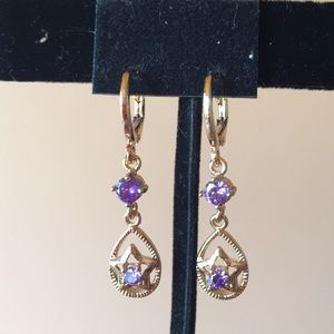 Rose Gold filled purple stone earrings